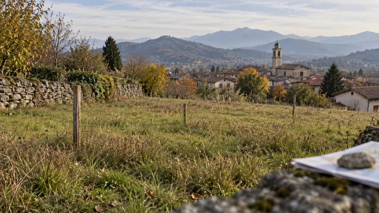 Terreno non edificato ai margini di un paese in Piemonte, su cui verificare la presenza di un vincolo archeologico
